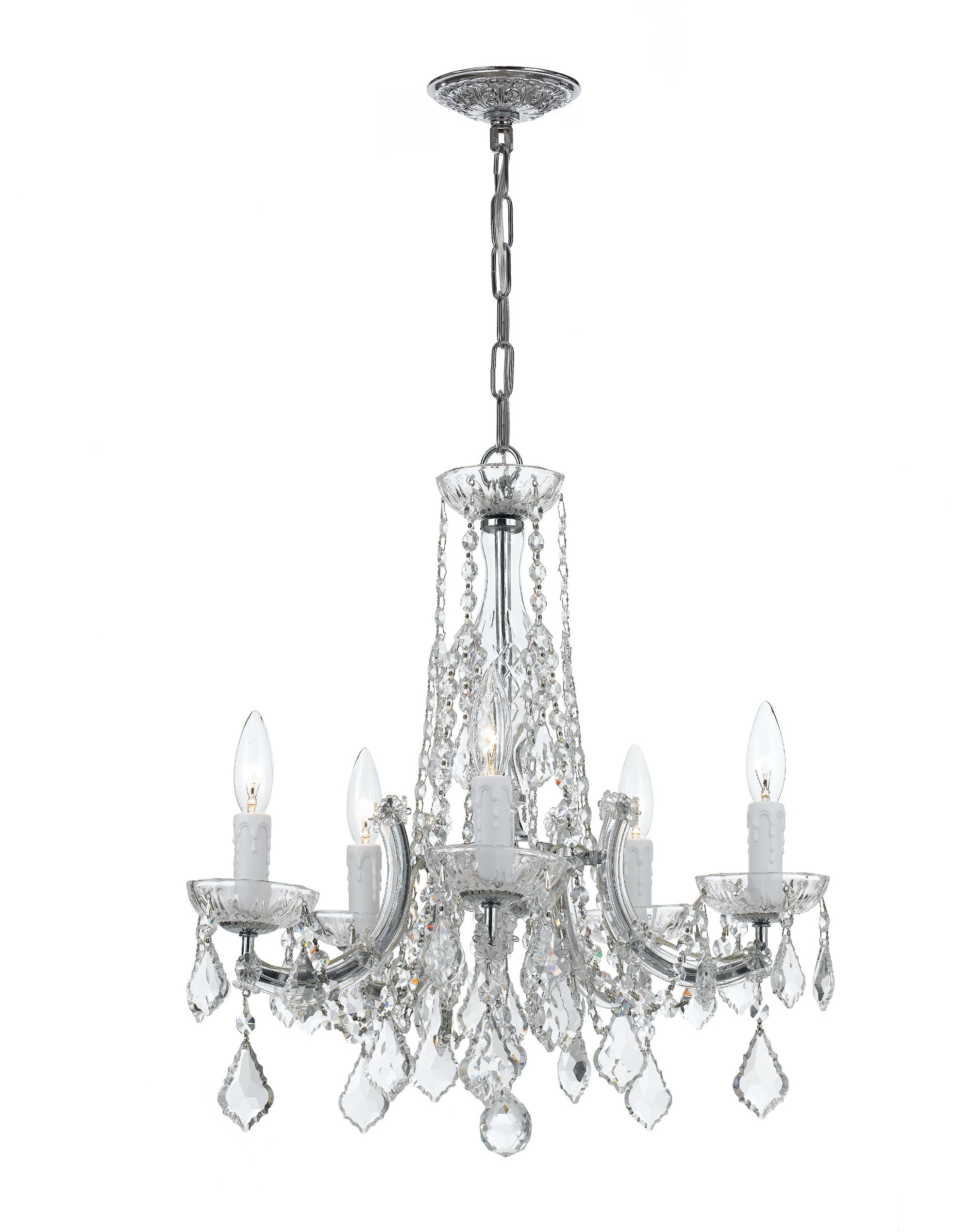 Crystorama Maria Theresa 4576-CH-CL-MWP – 20 Inch – 5 Light – Chandelier – Clear Crystal – Polished Chrome – Dry Rated