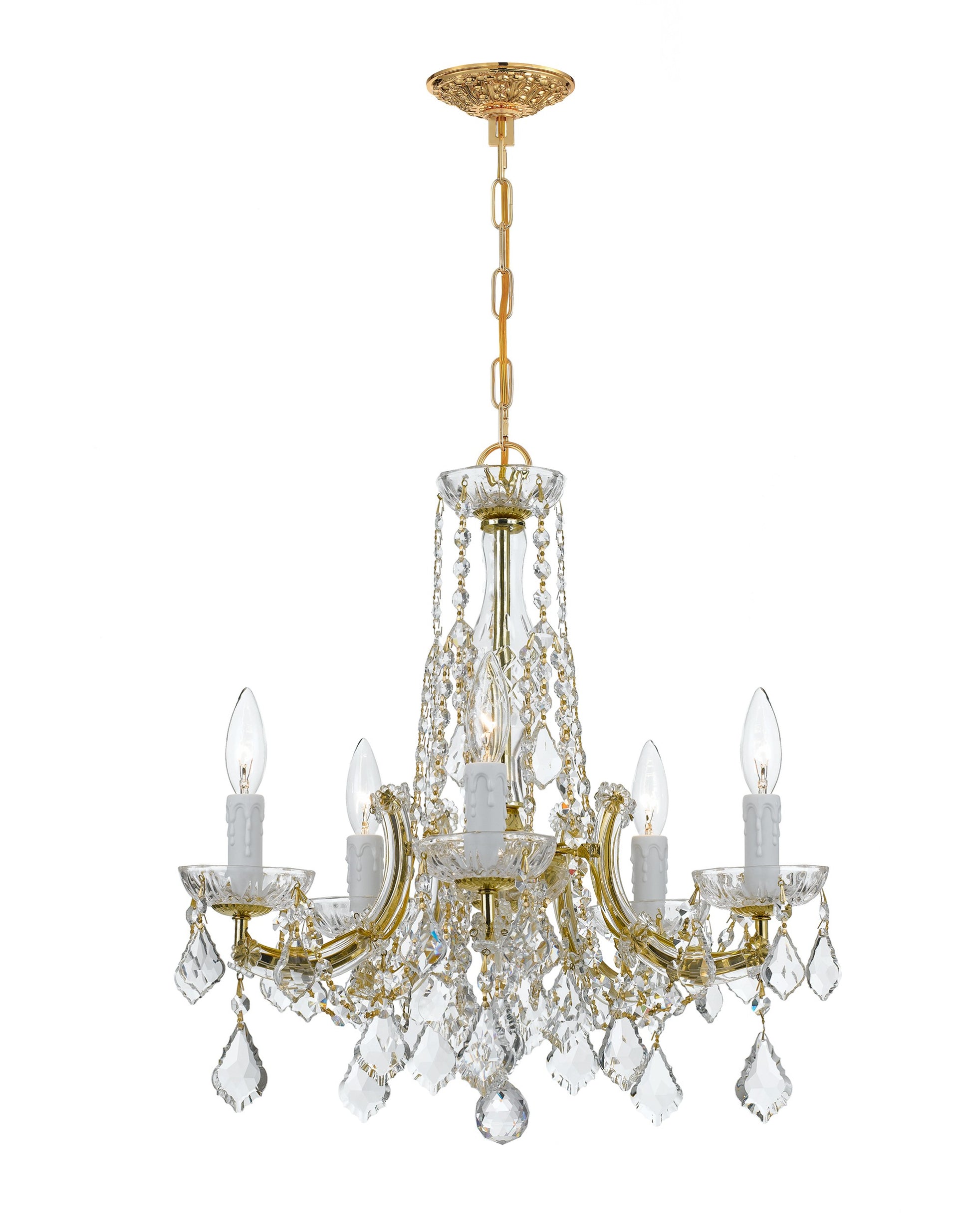 Crystorama Maria Theresa 4576-GD-CL-MWP – 20 Inch – 5 Light – Chandelier – Clear Crystal – Gold – Dry Rated