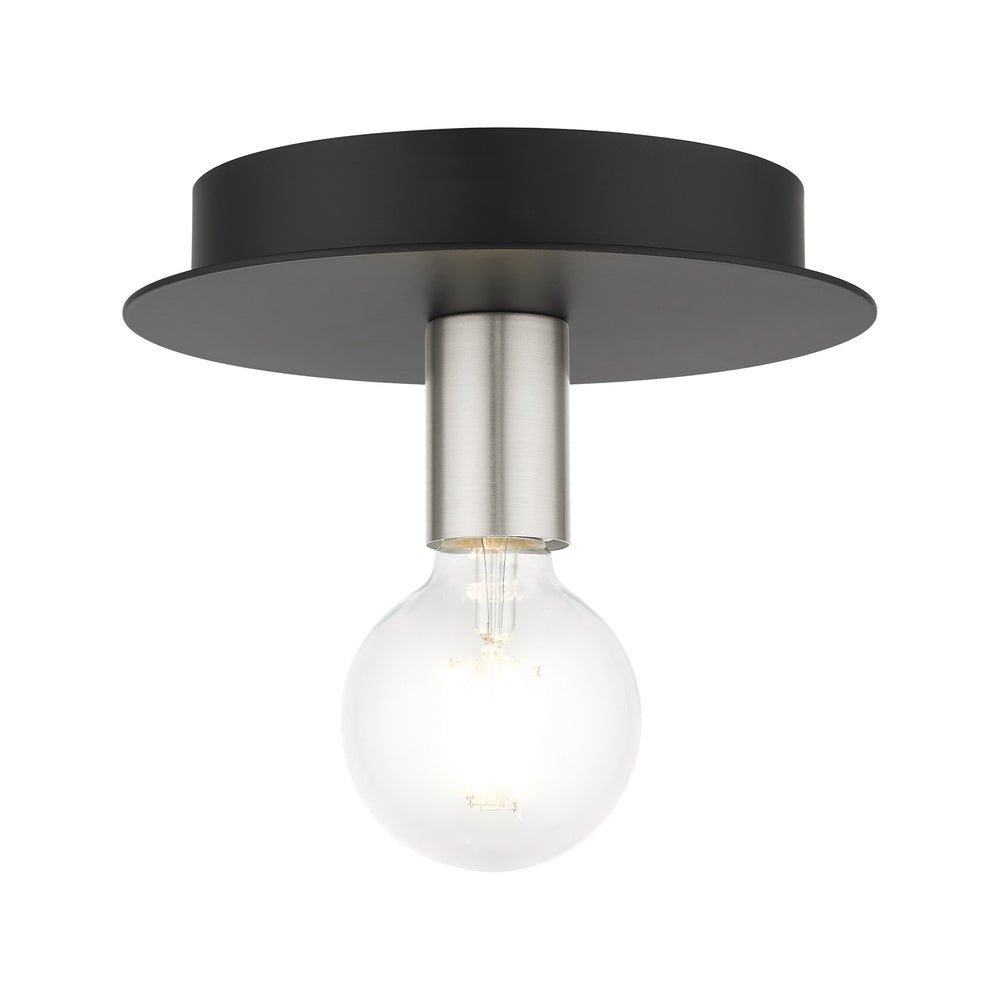 Livex Lighting HILLVIEW 45871-04 Flush Mount Modern - Black With Brushed Nickel Accents