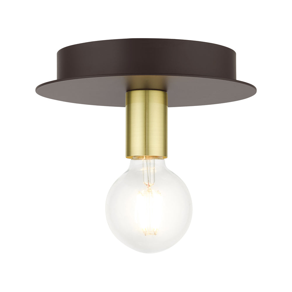 Livex Lighting HILLVIEW 45871-07 Flush Mount Modern - Bronze With Satin Brass Accents