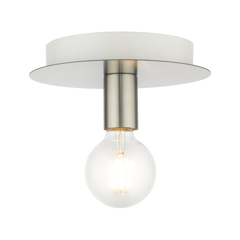 Livex Lighting HILLVIEW 45871-91 Flush Mount Modern - Brushed Nickel With White Canopy