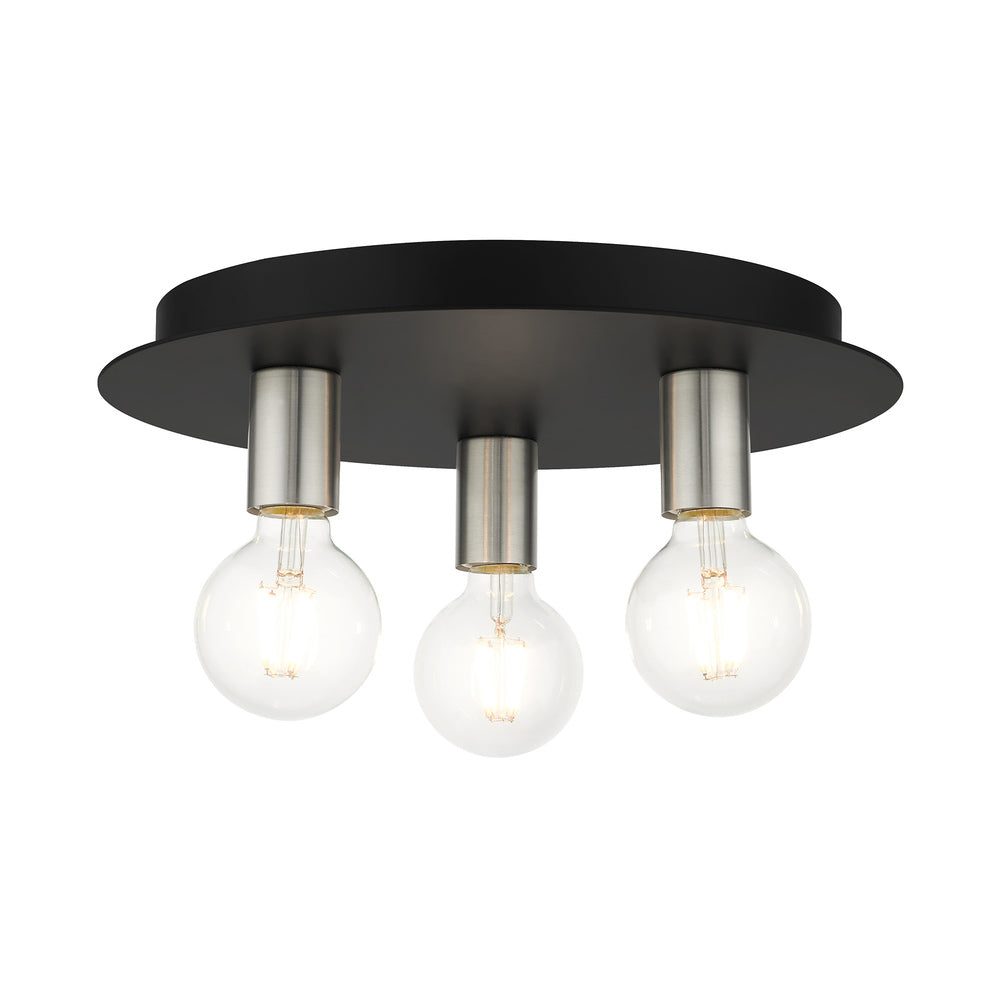 Livex Lighting HILLVIEW 45873-04 Flush Mount Modern - Black With Brushed Nickel Accents