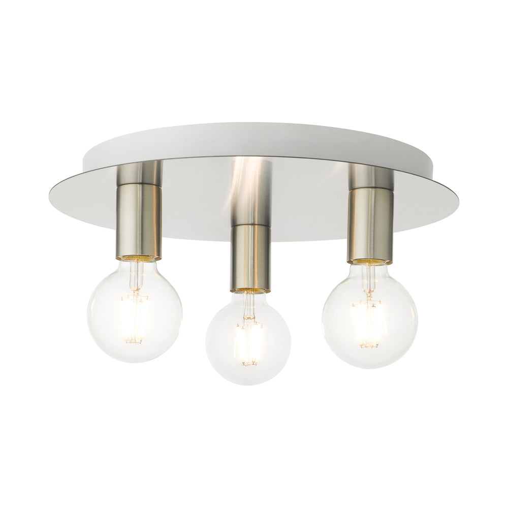 Livex Lighting HILLVIEW 45873-91 Flush Mount Modern - Brushed Nickel With White Canopy