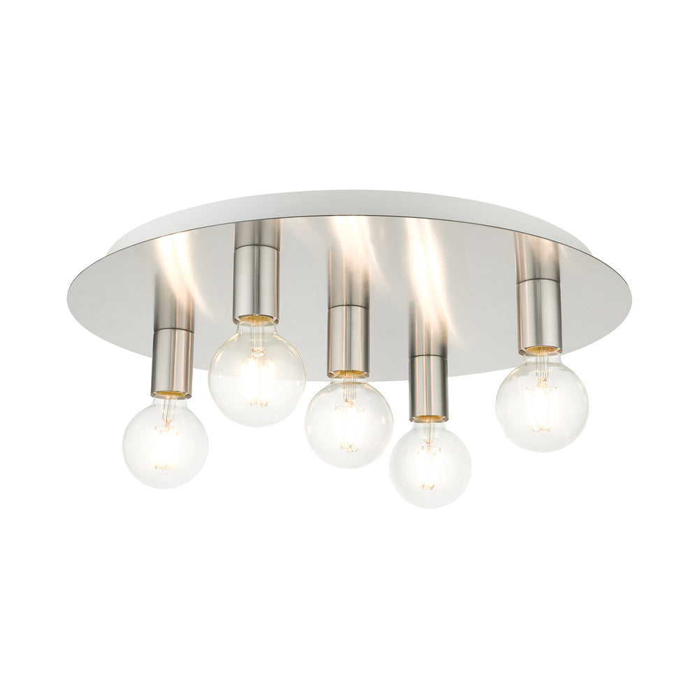 Livex Lighting HILLVIEW 45875-91 Flush Mount Modern - Brushed Nickel With White Canopy