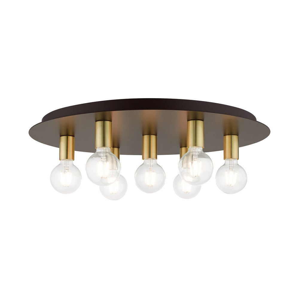 Livex Lighting HILLVIEW 45876-07 Flush Mount Modern - Bronze With Satin Brass Accents