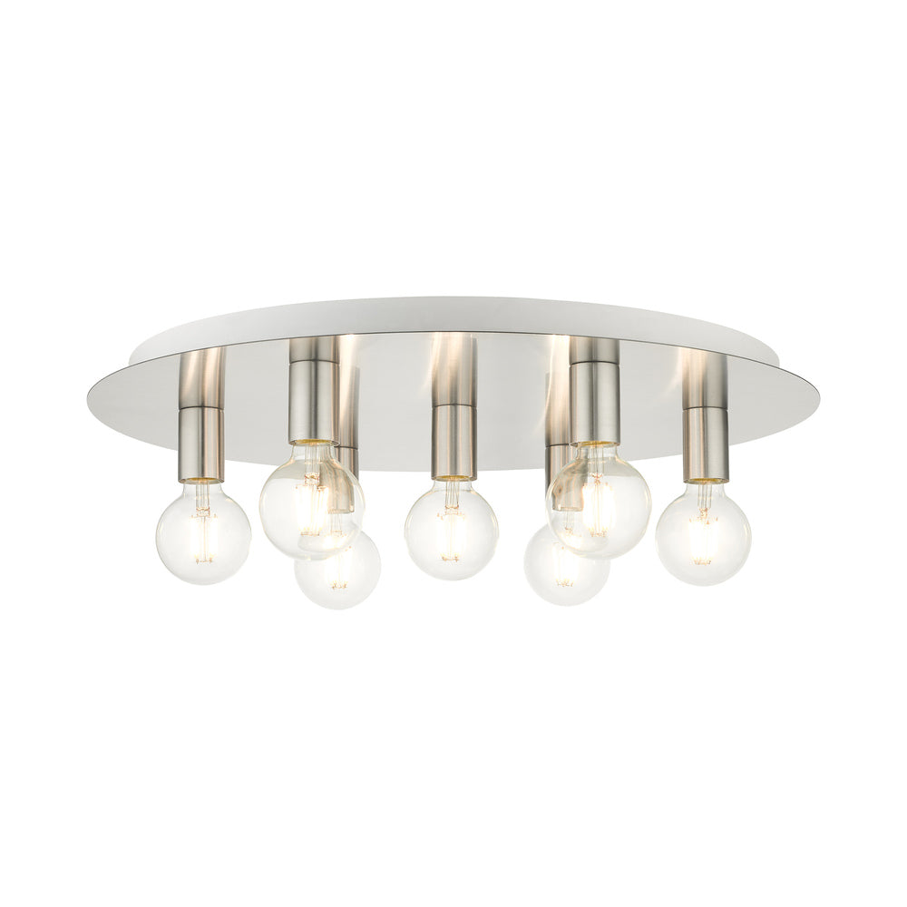 Livex Lighting HILLVIEW 45876-91 Flush Mount Modern - Brushed Nickel With White Canopy