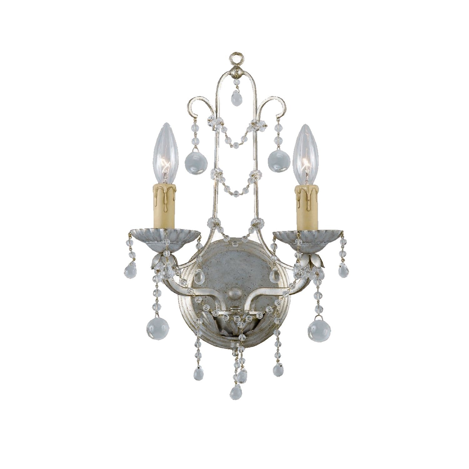 Crystorama Paris Market 4612-SL – 10 Inch – 2 Light – Sconce – Clear Crystal – Silver Leaf – Dry Rated