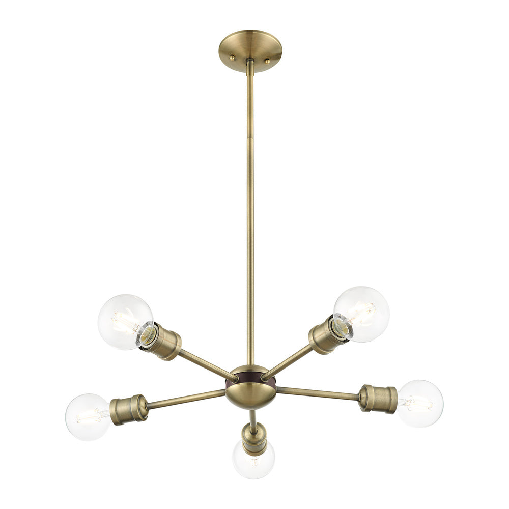 Livex Lighting LANSDALE 46135-01 Chandelier Traditional - Antique Brass With Bronze Accents