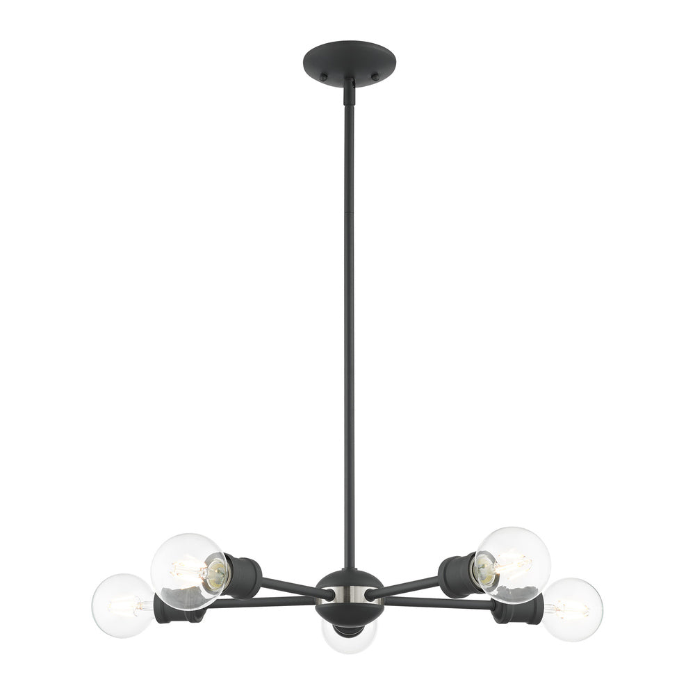 Livex Lighting LANSDALE 46135-76 Chandelier Traditional - Scandinavian Gray With Brushed Nickel Accents