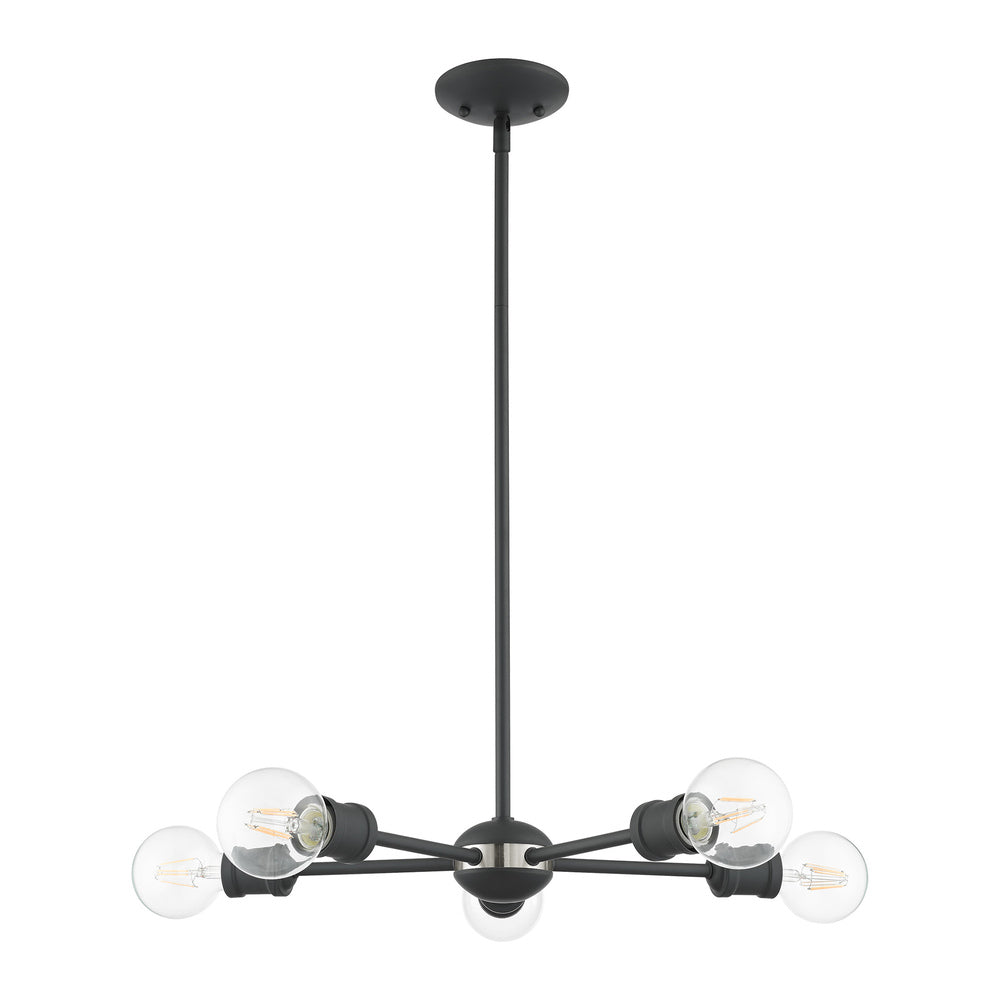 Livex Lighting LANSDALE 46135-76 Chandelier Traditional - Scandinavian Gray With Brushed Nickel Accents