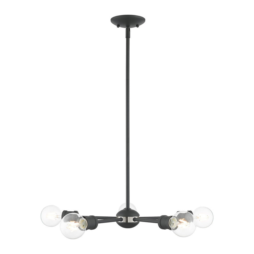 Livex Lighting LANSDALE 46135-76 Chandelier Traditional - Scandinavian Gray With Brushed Nickel Accents