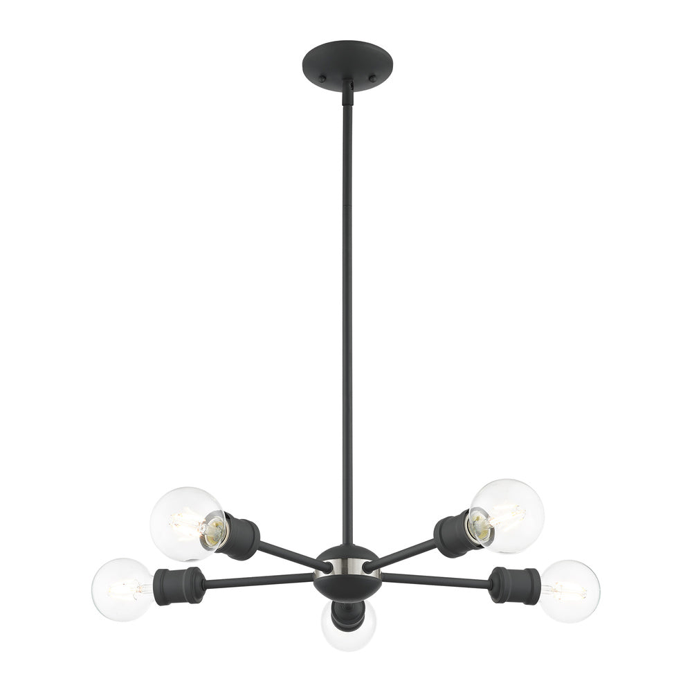 Livex Lighting LANSDALE 46135-76 Chandelier Traditional - Scandinavian Gray With Brushed Nickel Accents