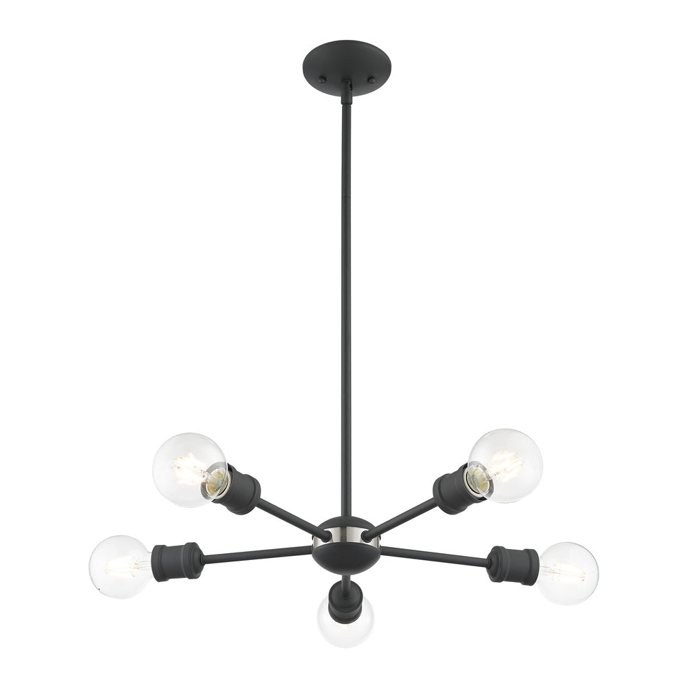 Livex Lighting LANSDALE 46135-76 Chandelier Traditional - Scandinavian Gray With Brushed Nickel Accents