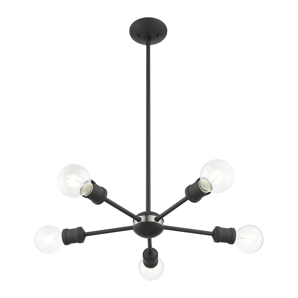 Livex Lighting LANSDALE 46135-76 Chandelier Traditional - Scandinavian Gray With Brushed Nickel Accents