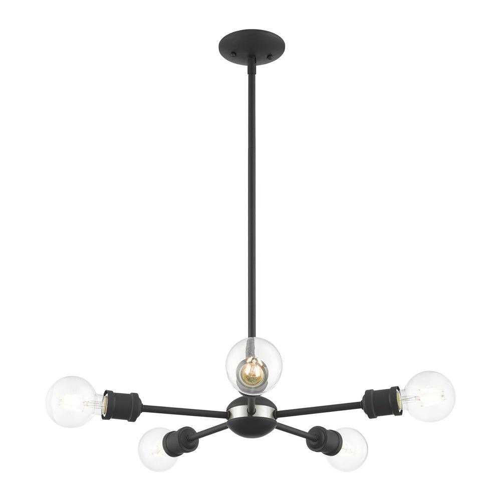 Livex Lighting LANSDALE 46135-76 Chandelier Traditional - Scandinavian Gray With Brushed Nickel Accents