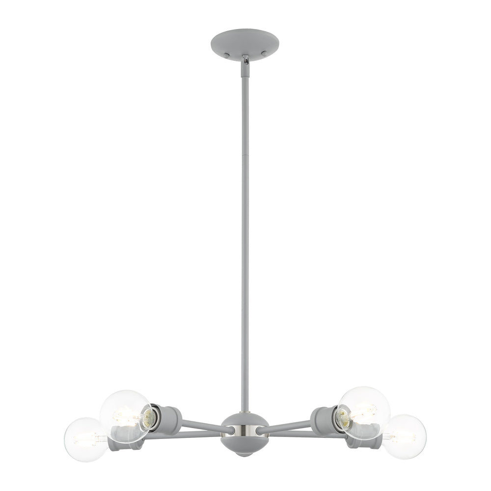 Livex Lighting LANSDALE 46135-80 Chandelier Traditional - Nordic Gray With Brushed Nickel Accents