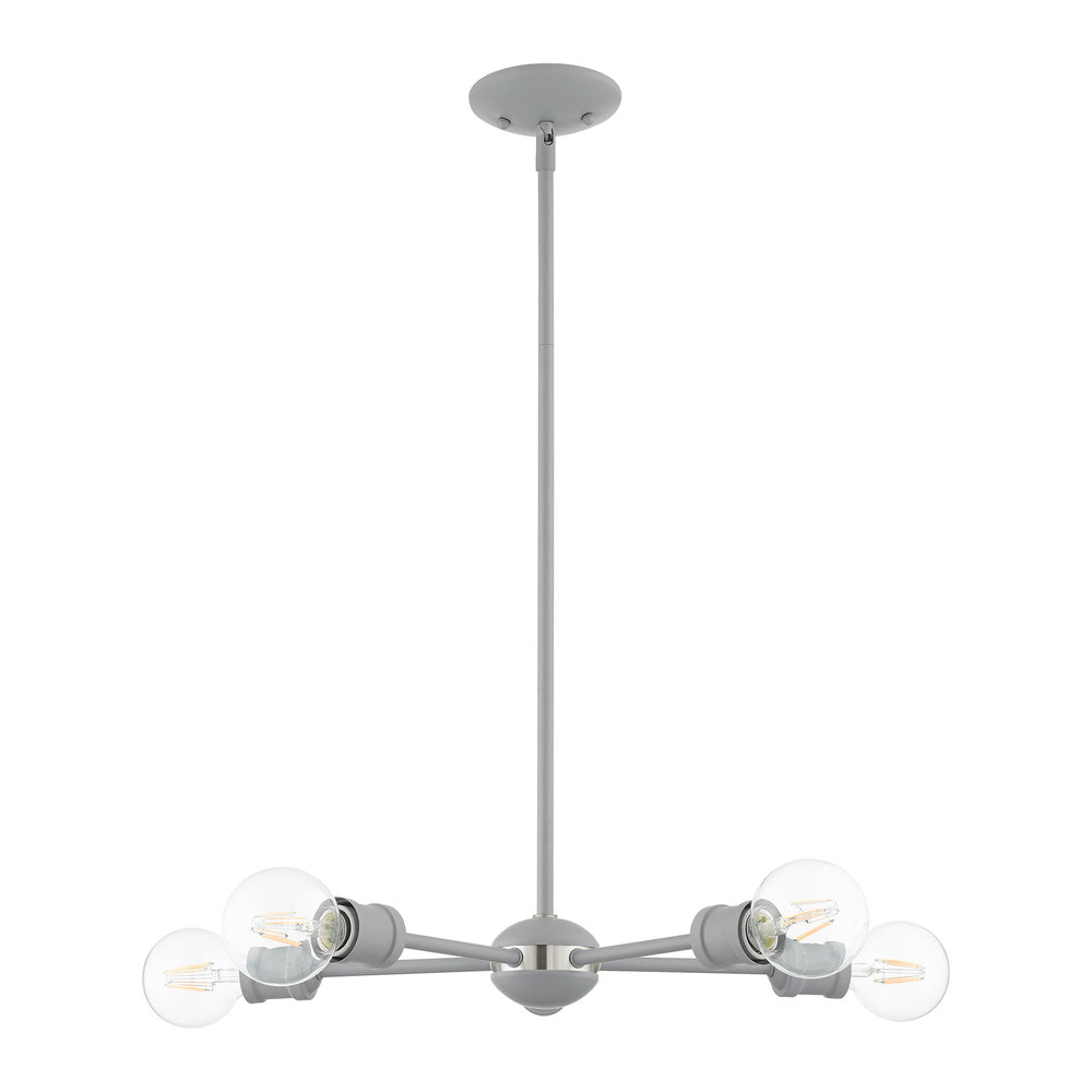 Livex Lighting LANSDALE 46135-80 Chandelier Traditional - Nordic Gray With Brushed Nickel Accents