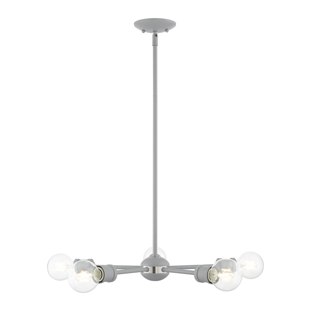 Livex Lighting LANSDALE 46135-80 Chandelier Traditional - Nordic Gray With Brushed Nickel Accents