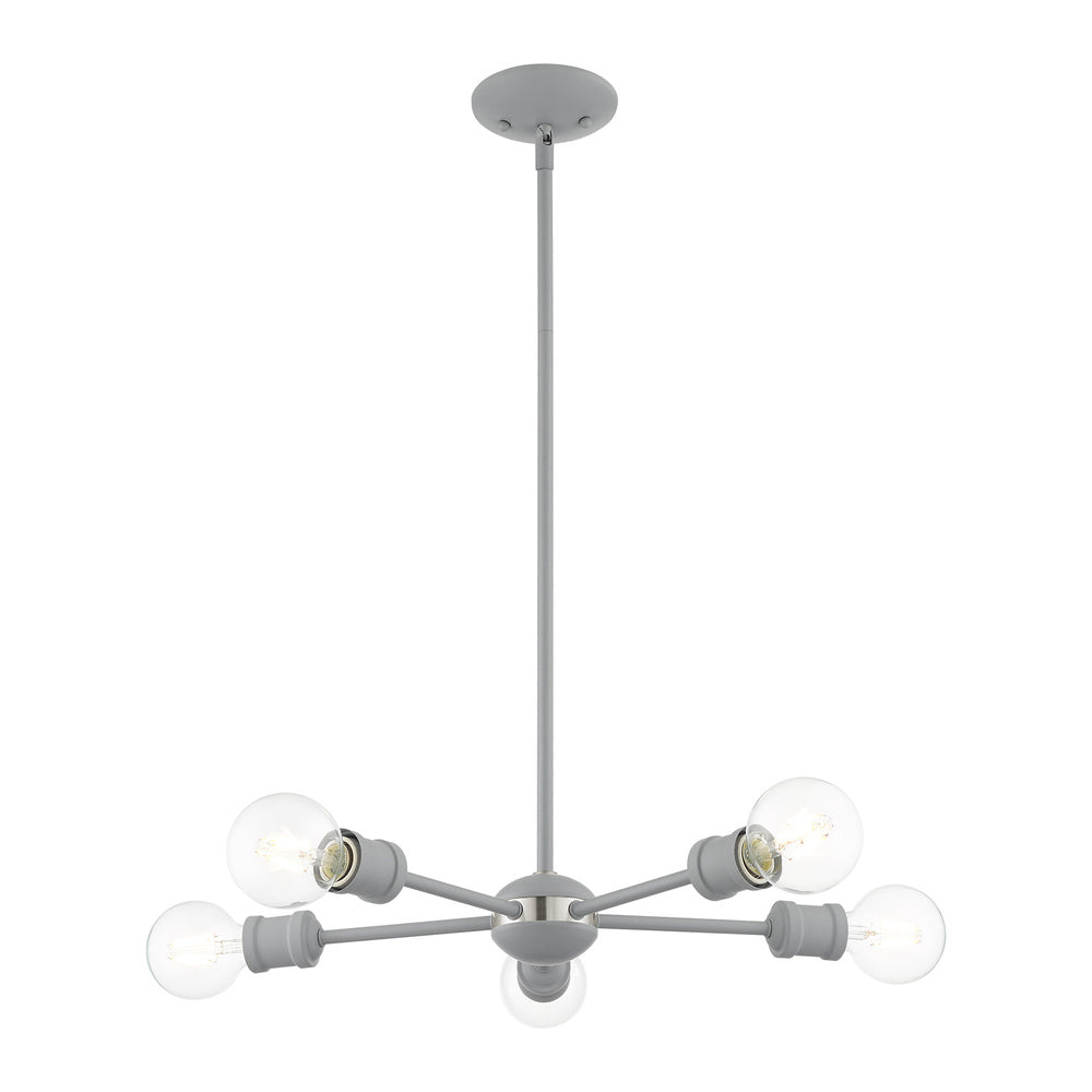 Livex Lighting LANSDALE 46135-80 Chandelier Traditional - Nordic Gray With Brushed Nickel Accents