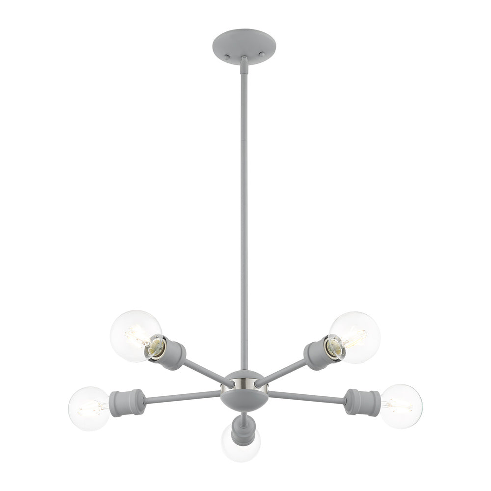 Livex Lighting LANSDALE 46135-80 Chandelier Traditional - Nordic Gray With Brushed Nickel Accents