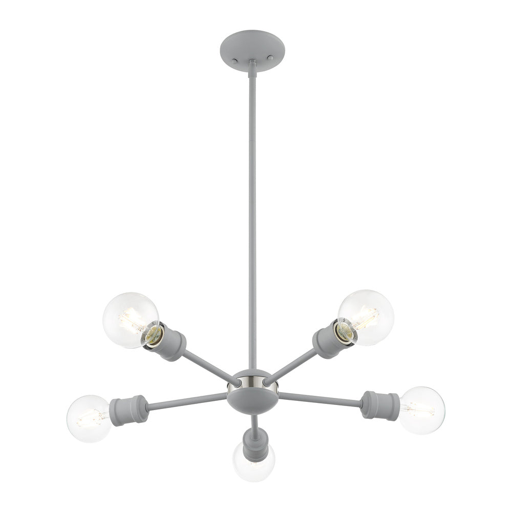 Livex Lighting LANSDALE 46135-80 Chandelier Traditional - Nordic Gray With Brushed Nickel Accents