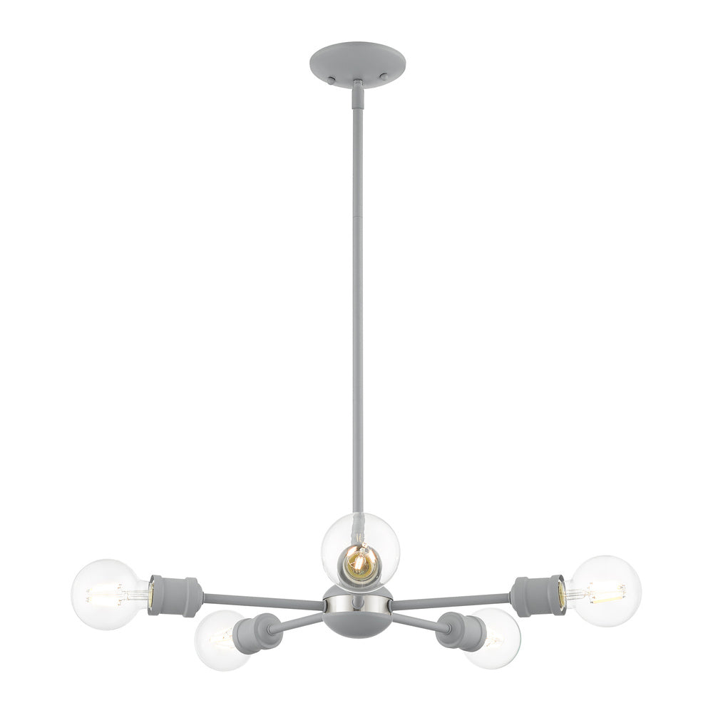 Livex Lighting LANSDALE 46135-80 Chandelier Traditional - Nordic Gray With Brushed Nickel Accents