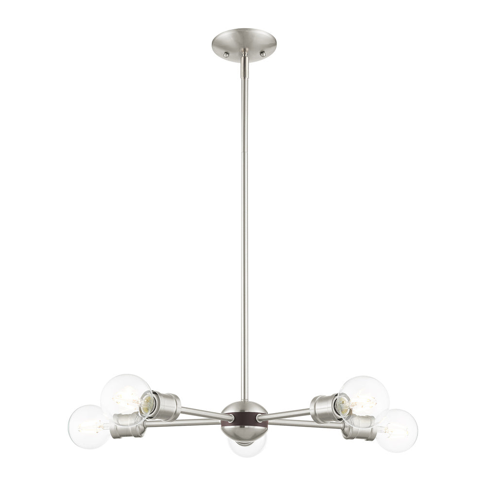 Livex Lighting LANSDALE 46135-91 Chandelier Traditional - Brushed Nickel With Bronze Accents