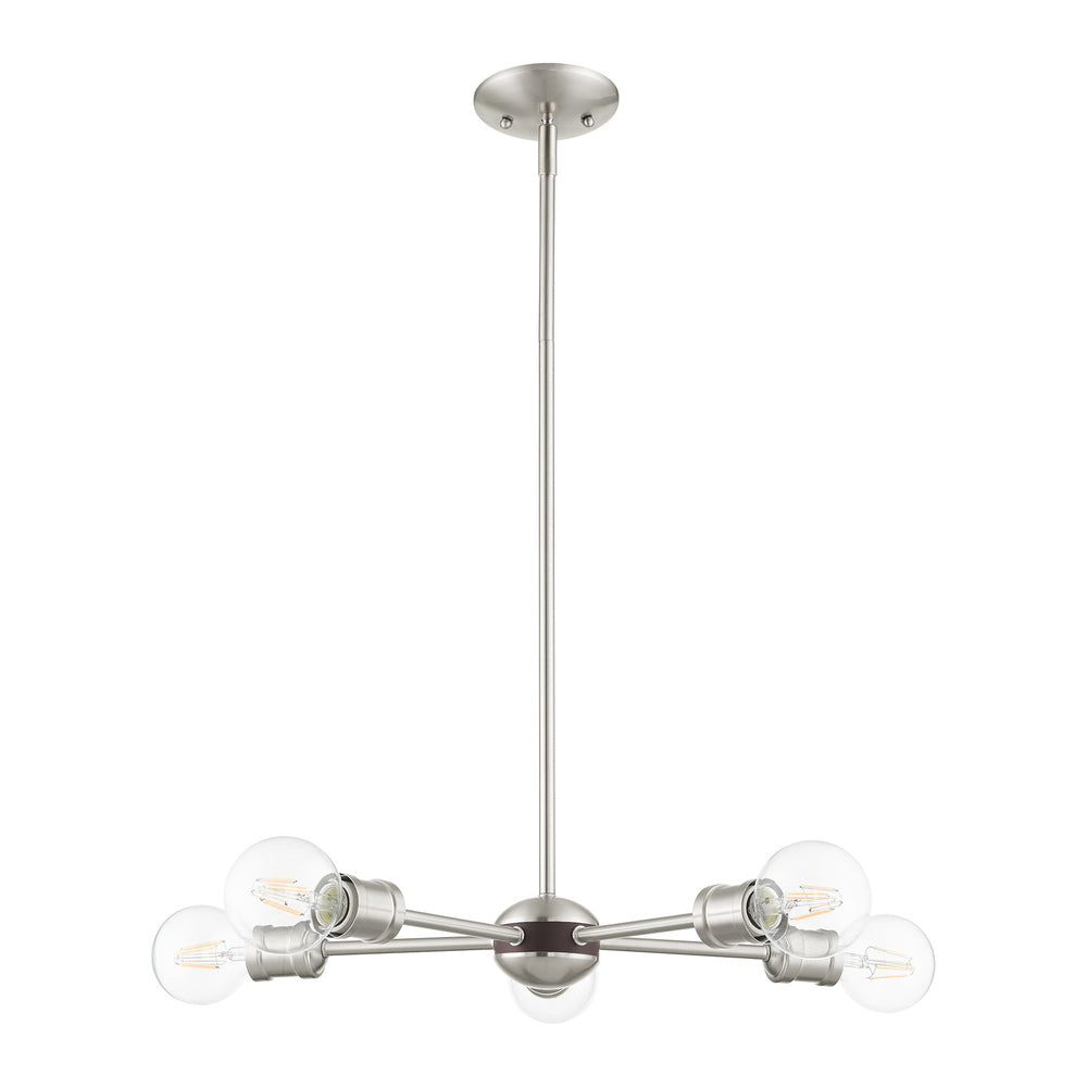 Livex Lighting LANSDALE 46135-91 Chandelier Traditional - Brushed Nickel With Bronze Accents