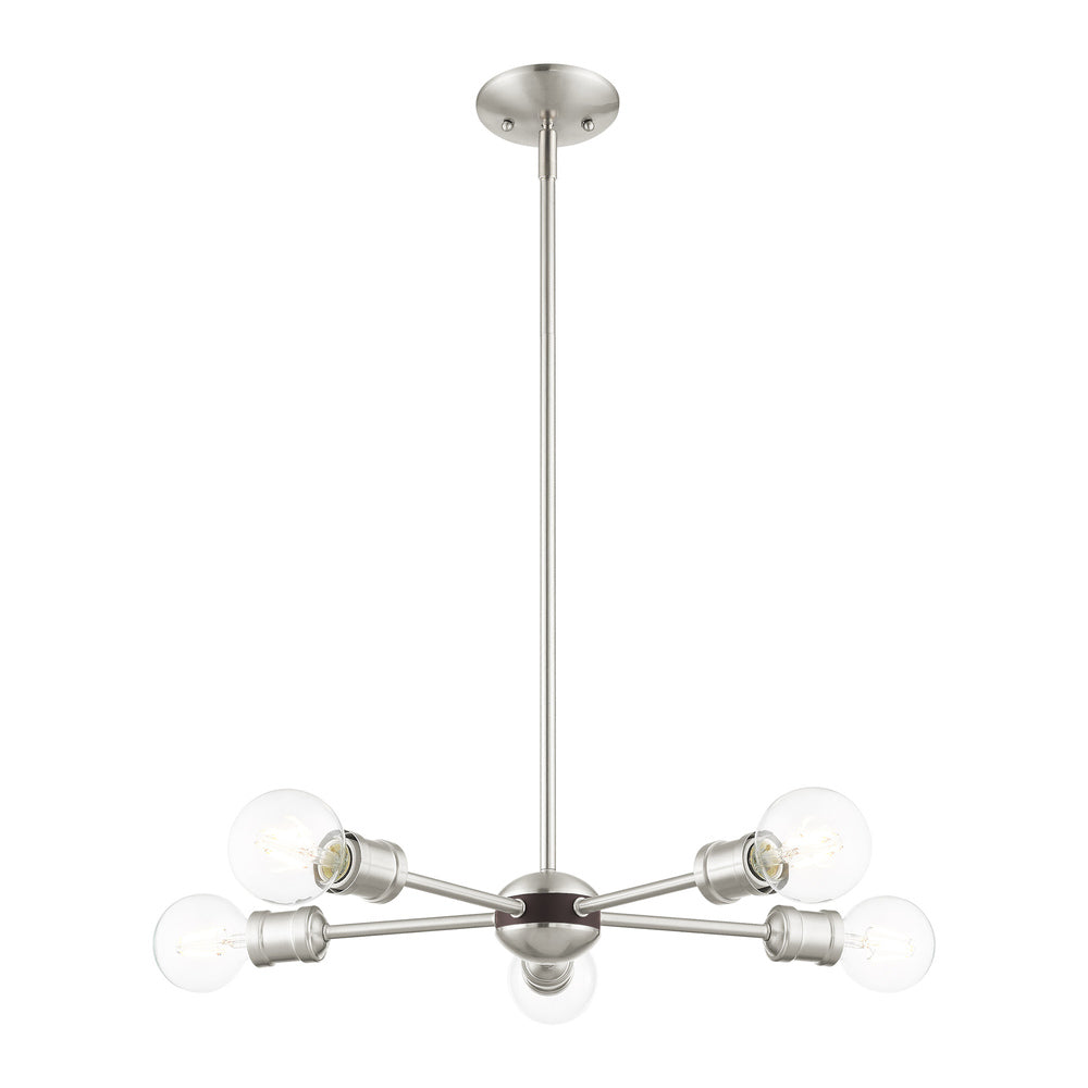 Livex Lighting LANSDALE 46135-91 Chandelier Traditional - Brushed Nickel With Bronze Accents