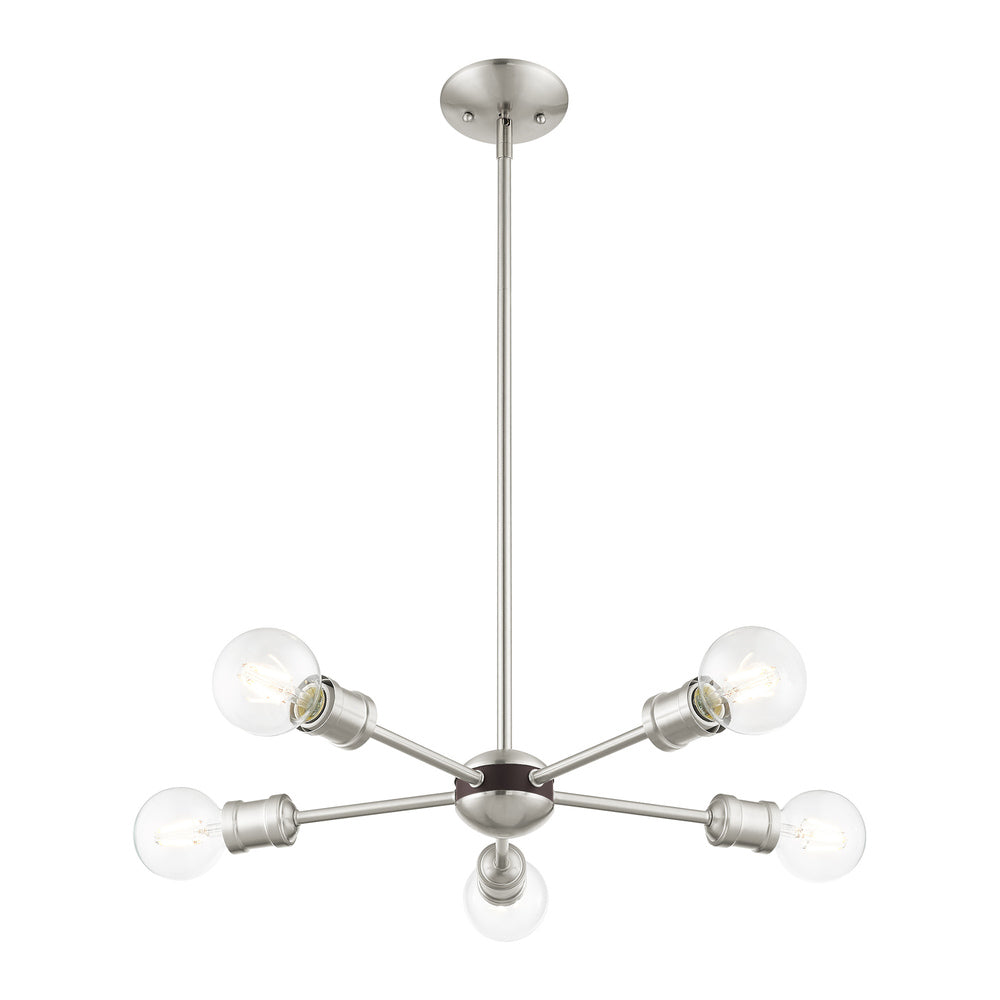 Livex Lighting LANSDALE 46135-91 Chandelier Traditional - Brushed Nickel With Bronze Accents