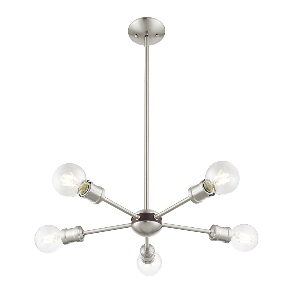 Livex Lighting LANSDALE 46135-91 Chandelier Traditional - Brushed Nickel With Bronze Accents