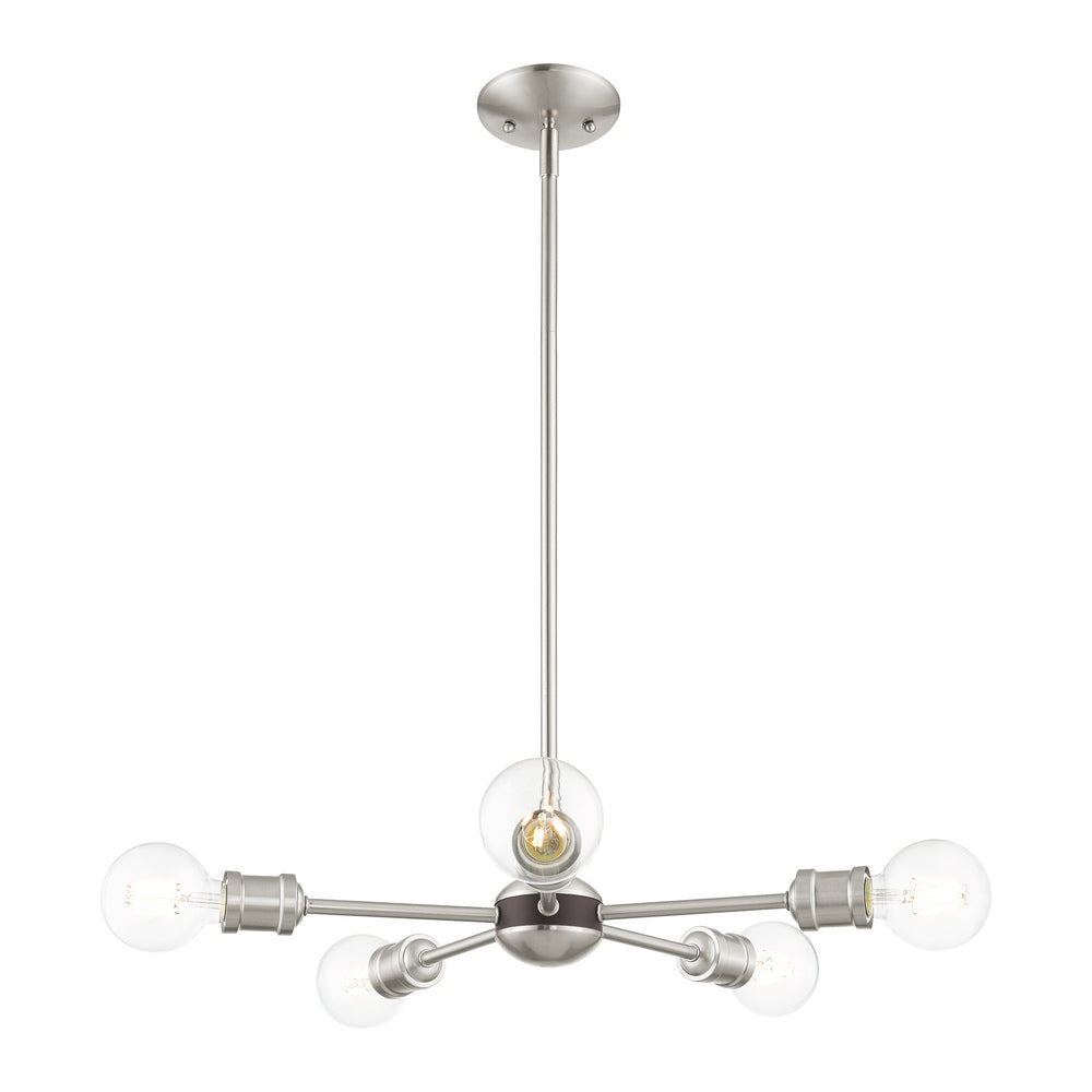 Livex Lighting LANSDALE 46135-91 Chandelier Traditional - Brushed Nickel With Bronze Accents