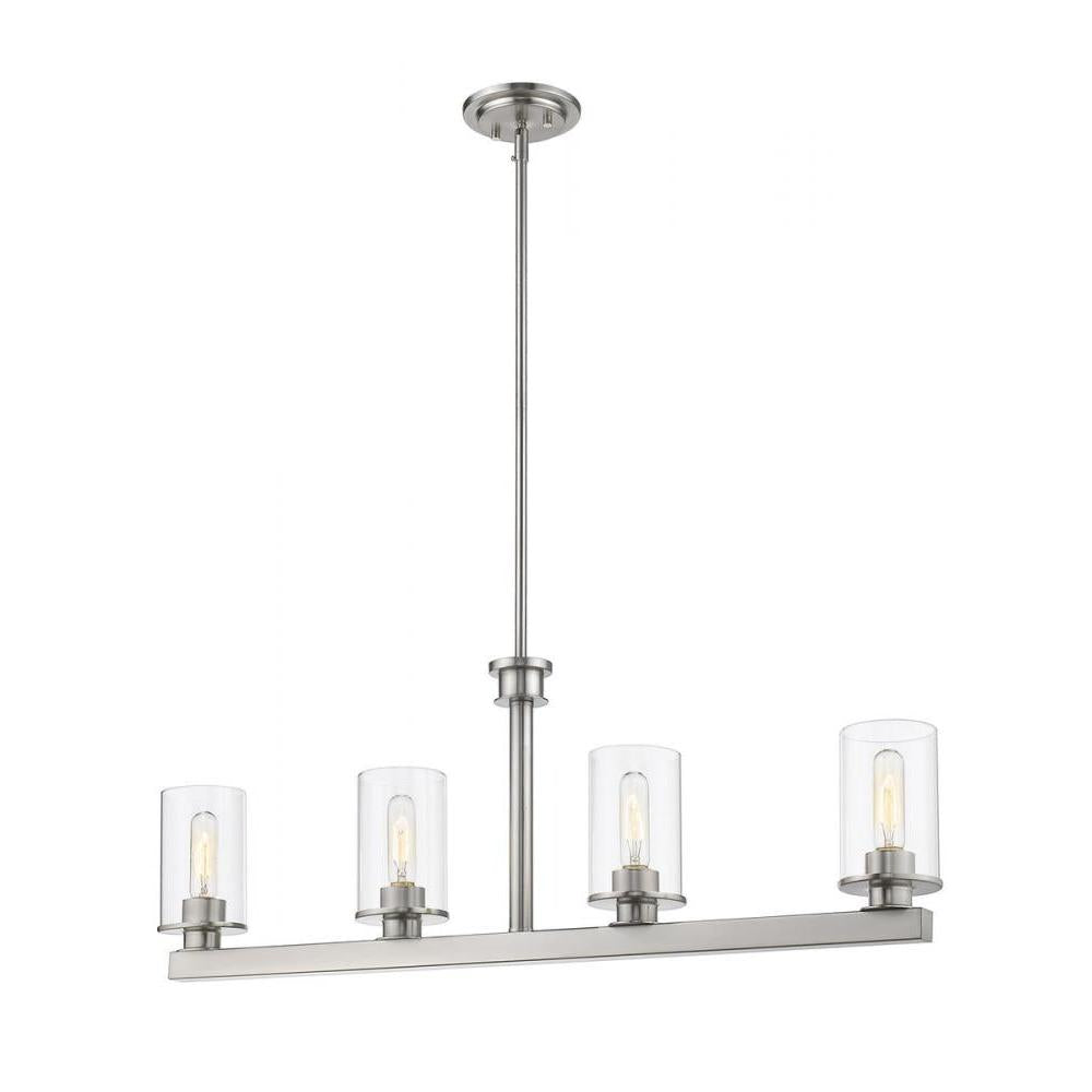4 Light Linear Chandelier-Clear