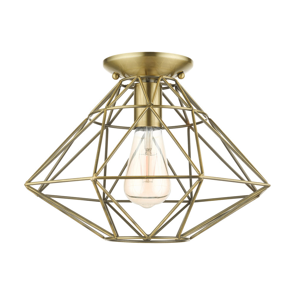 Livex Lighting GEOMETRIC 46248-01 Flush Mount Country Rustic - Antique Brass