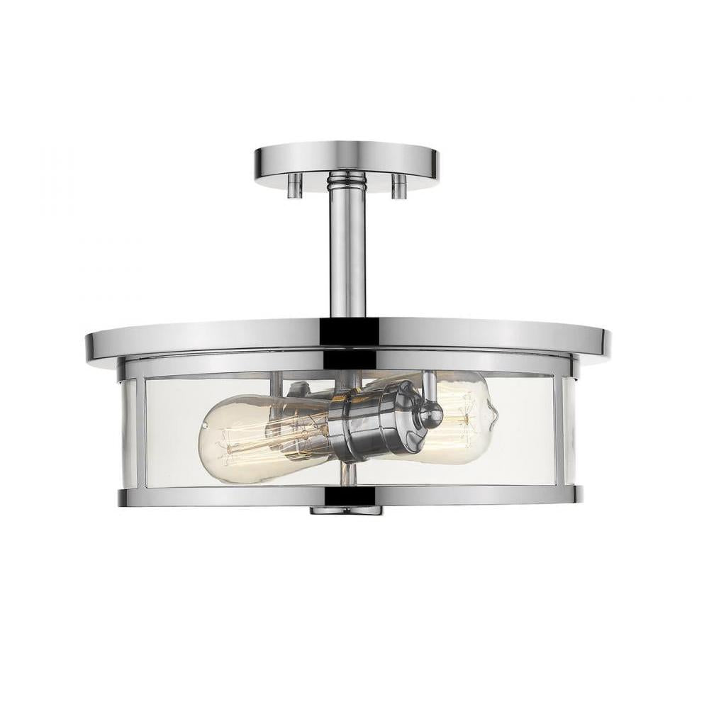2 Light Semi Flush Mount Light-Clear