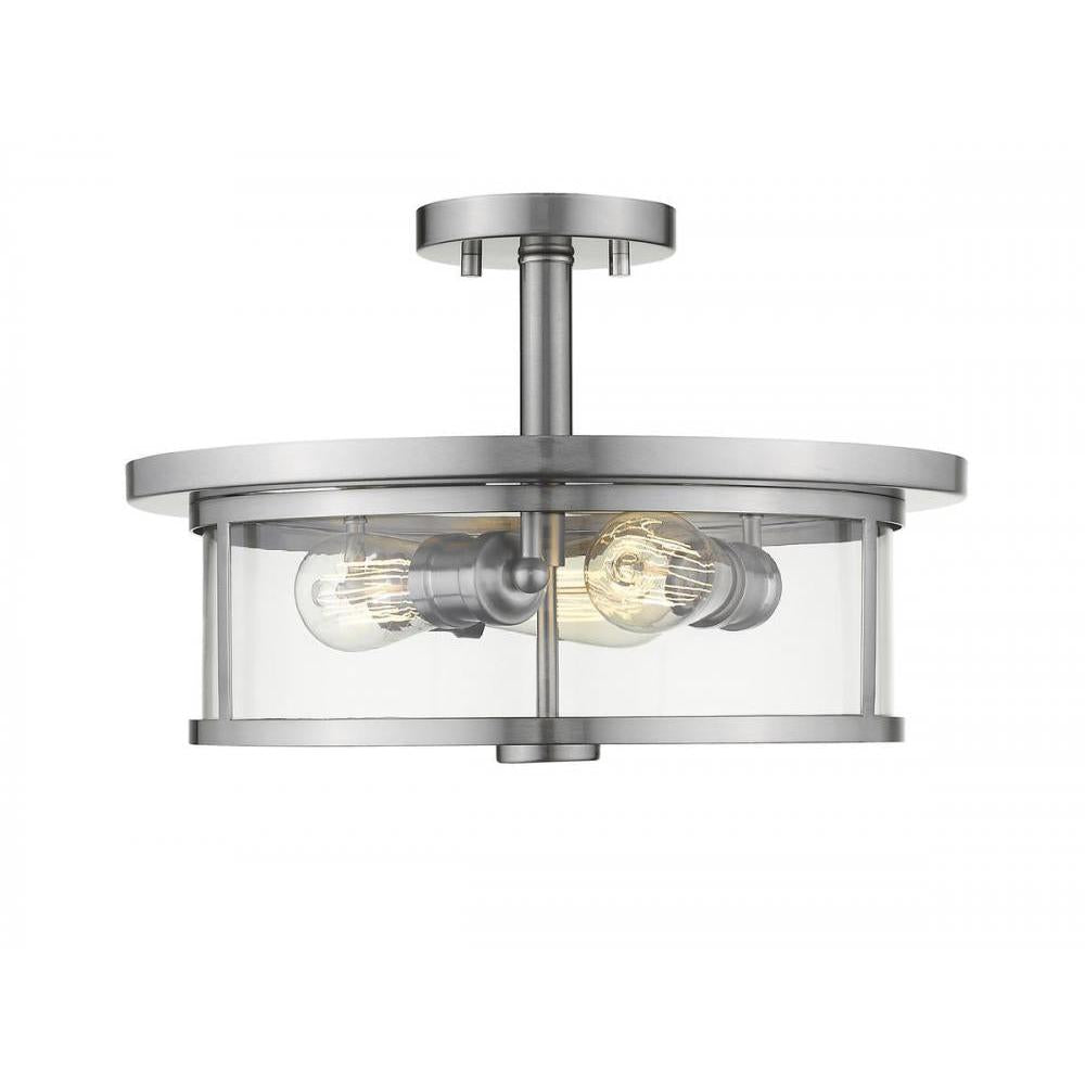 3 Light Semi Flush Mount Light-Clear