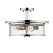 3 Light Semi Flush Mount Light-Clear