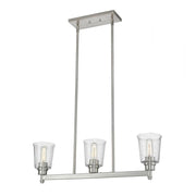3 Light Linear Chandelier-Clear Seedy