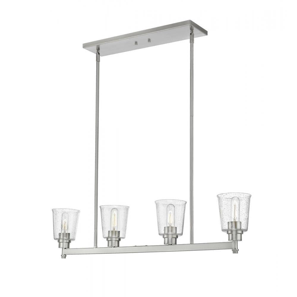 4 Light Linear Chandelier-Clear Seedy