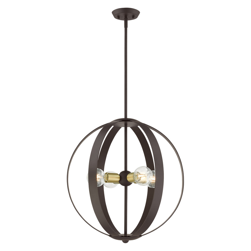 Livex Lighting MODESTO 46415-07 Chandelier Contemporary - Bronze With Satin Brass Accents