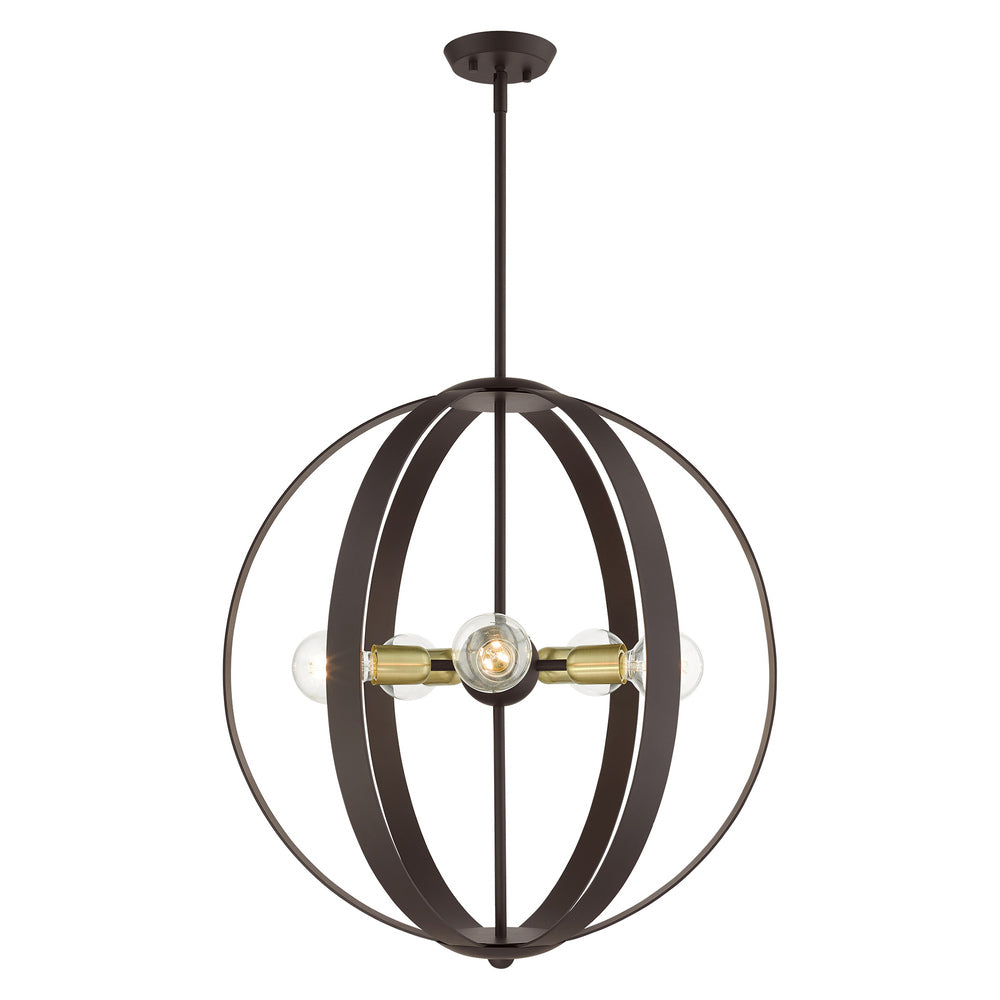 Livex Lighting MODESTO 46416-07 Chandelier Contemporary - Bronze With Satin Brass Accents