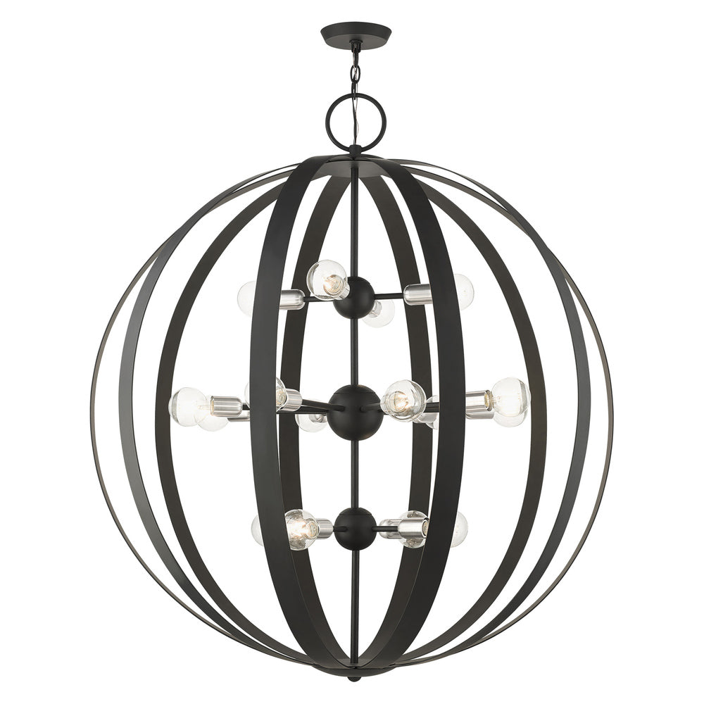 Livex Lighting MODESTO 46418-04 Chandelier Contemporary - Black With Brushed Nickel Accents