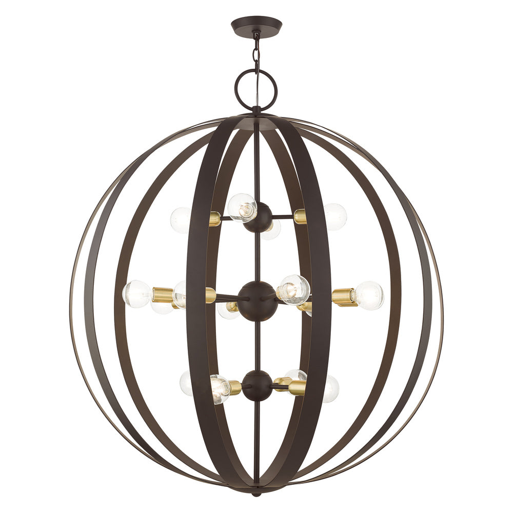 Livex Lighting MODESTO 46418-07 Chandelier Contemporary - Bronze With Satin Brass Accents