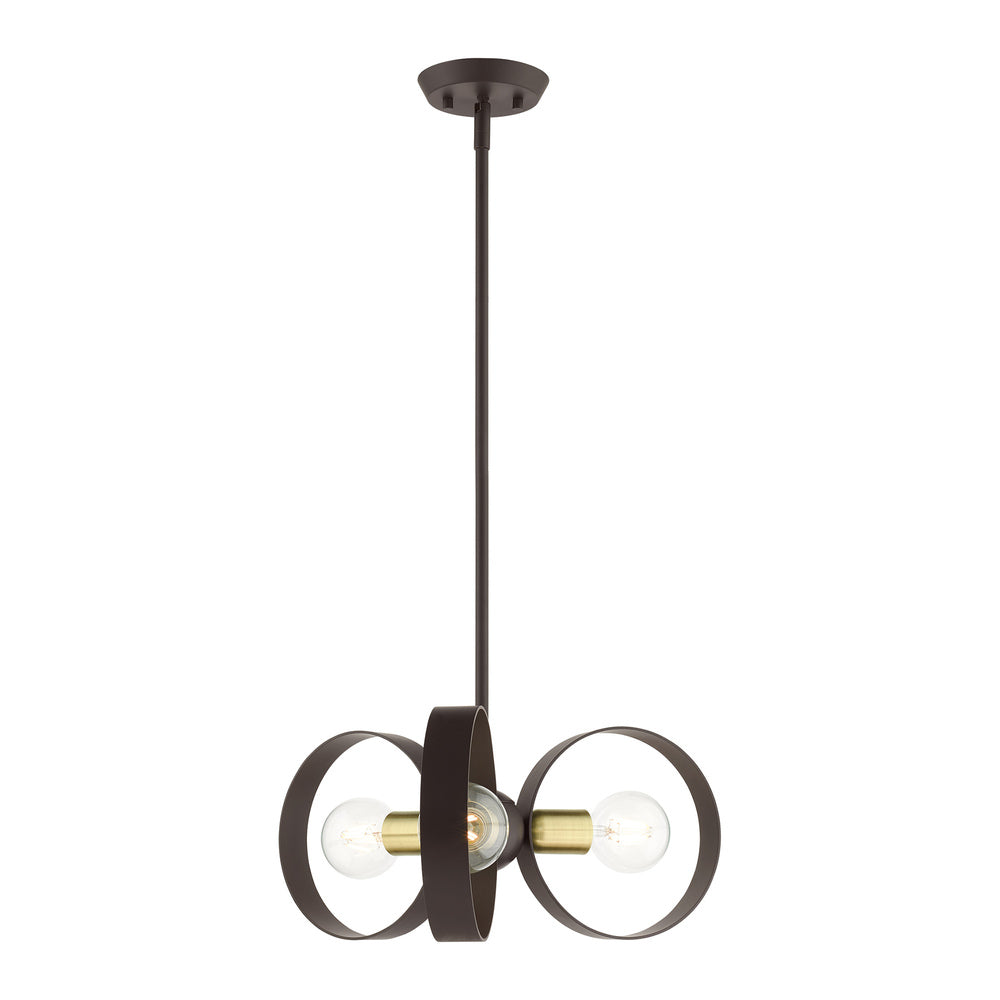 Livex Lighting MODESTO 46423-07 Chandelier Contemporary - Bronze With Satin Brass Accents