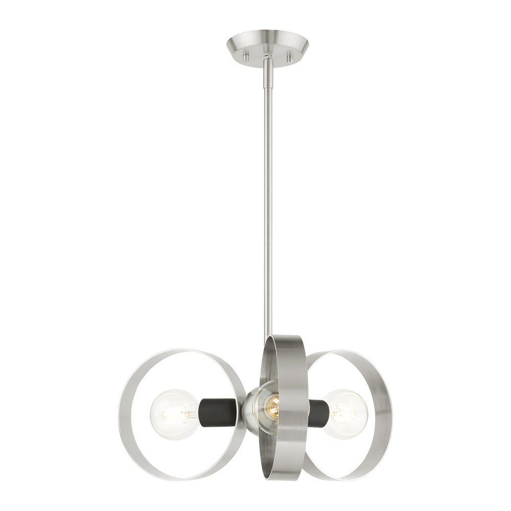 Livex Lighting MODESTO 46423-91 Chandelier Contemporary - Brushed Nickel With Black Accents