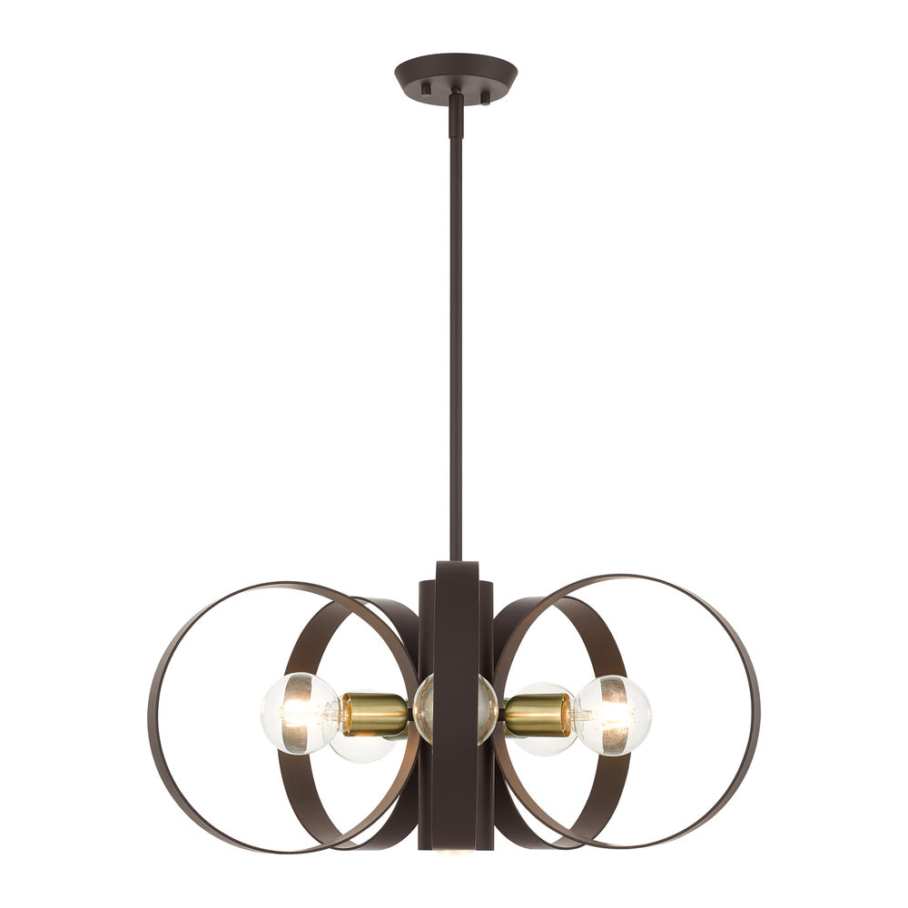 Livex Lighting MODESTO 46425-07 Chandelier Contemporary - Bronze With Satin Brass Accents