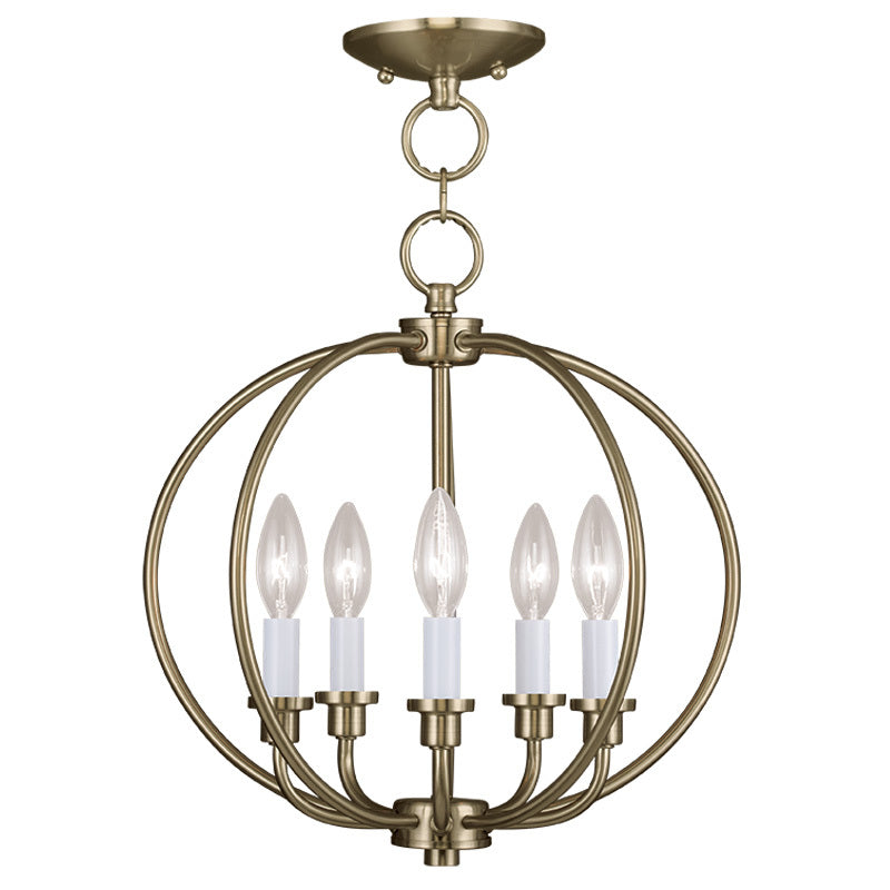 Livex Lighting MILANIA 4665-01 Pendant Transitional - Antique Brass