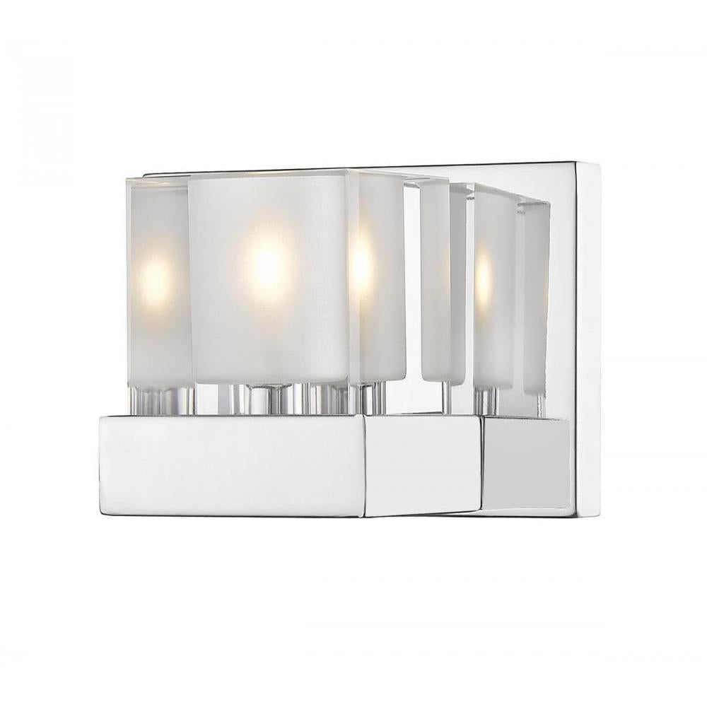 1 Light Wall Sconce-Clear + Frosted