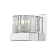 1 Light Wall Sconce-Clear Ribbed + Frosted