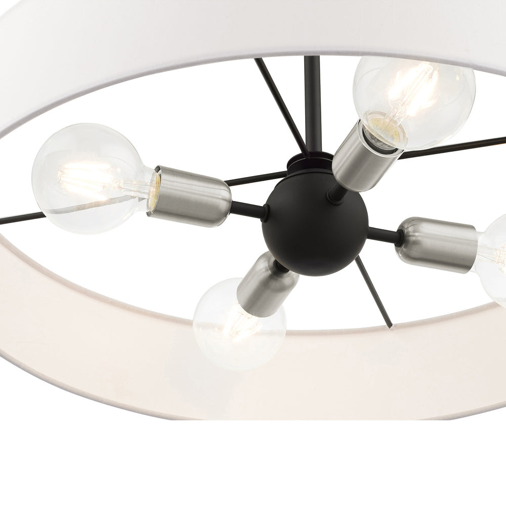 Livex Lighting VENLO 46924-04 Pendant Contemporary - Black With Brushed Nickel Accents